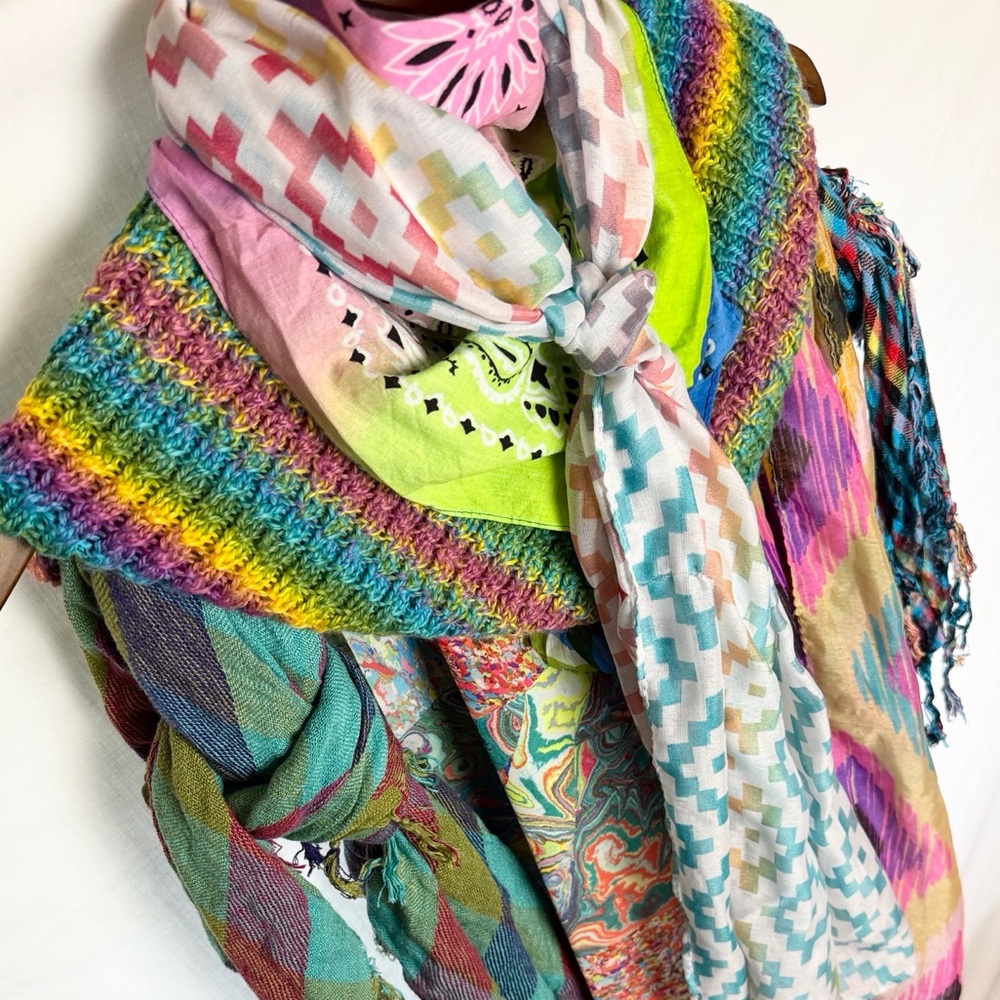 🌈🧣Rainbow Colors Collection Mixed Scarves BUNDLE of 8